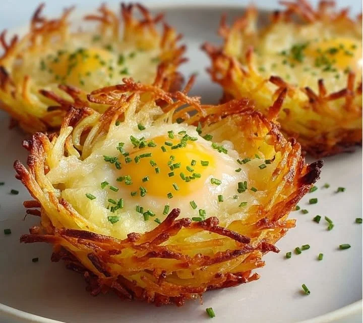 Nids de pommes de terre croustillants dorés et savoureux