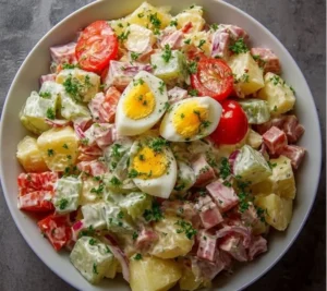 Salade Piémontaise traditionnelle revisitée avec légumes et olives