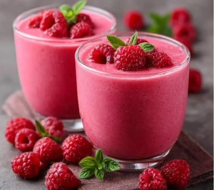 Smoothie framboise frais et crémeux avec yaourt