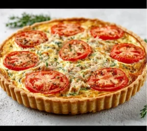 Tarte au Thon avec Tomates et Moutarde, plat savoureux et appétissant