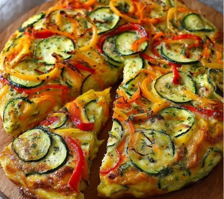 Tarte de courgettes aux légumes sans pâte préparée à la poêle